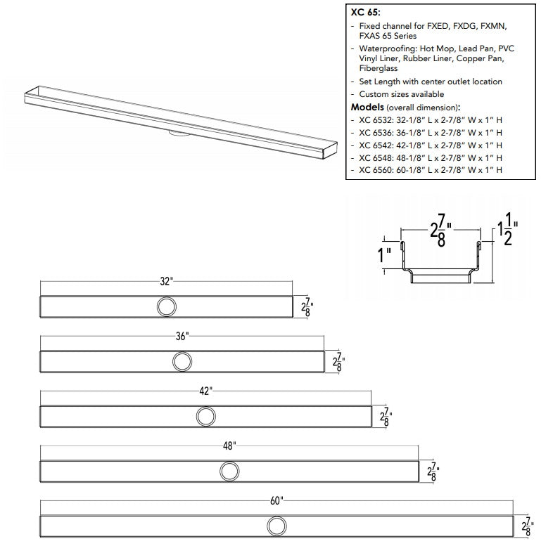 Infinity Drain XC 6560 60" XC Channel 1" High - Parent