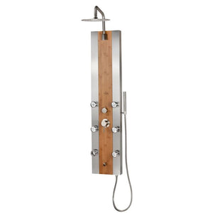 Pulse 1050 Bali ShowerSpa Bamboo Wood Shower Panel Brown Stainless Steel