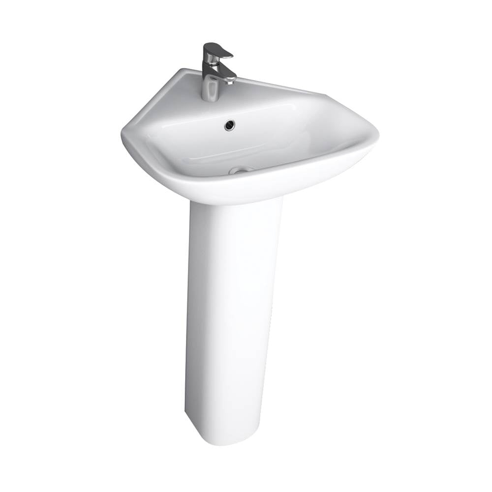 Barclay 3-1109WH Eden Corner Pedestal Lavatory 1 - Hole  - White
