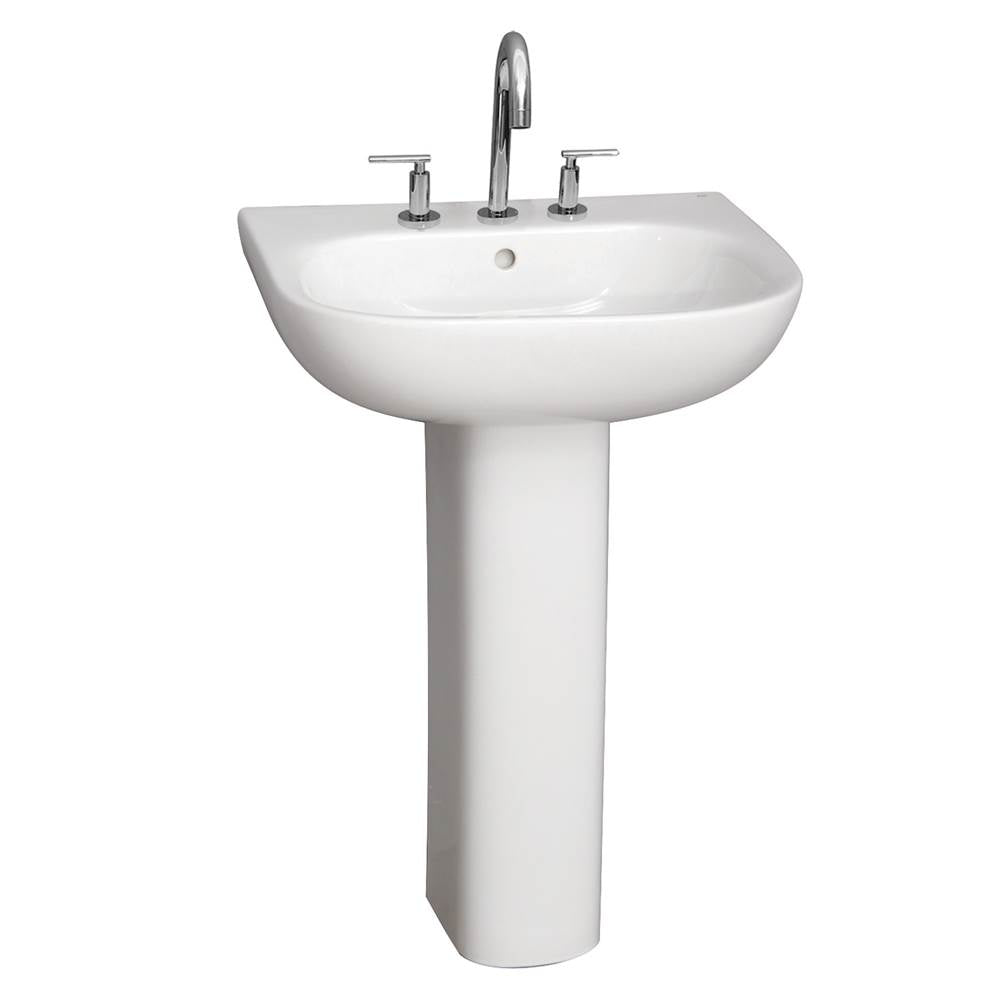 Barclay 3-2028WH Tonique 450 Pedestal Lavatory - 8 Widespread - White