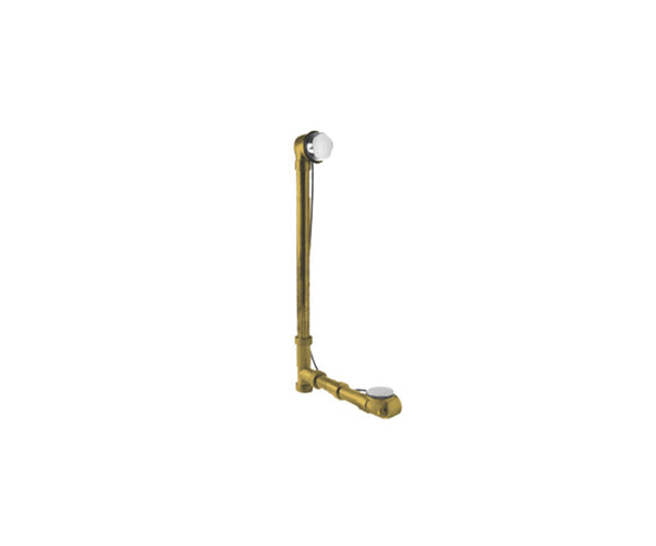 Mountain Plumbing BDR20BR27 27" Brass Body Cable Operated Bath Waste & Overflow Drain with Rigid Overflow Neck for Tub