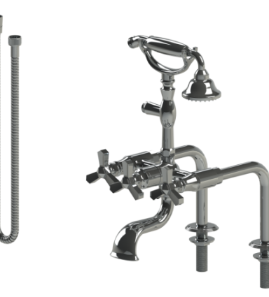 Rubinet 3DHXC Deck Mount Tub Filler With Hand Held Shower