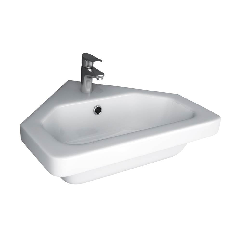 Barclay 4-1091WH Resort Corner Wall Hung Basin 1 - Hole  - White