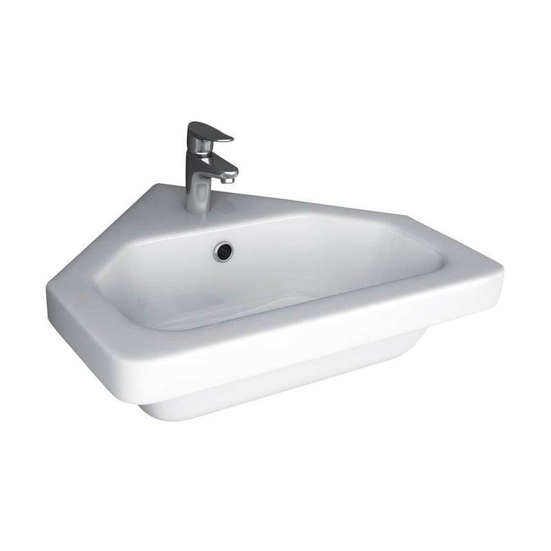 Barclay 4-1091WH Resort Corner Wall Hung Basin 1 - Hole  - White