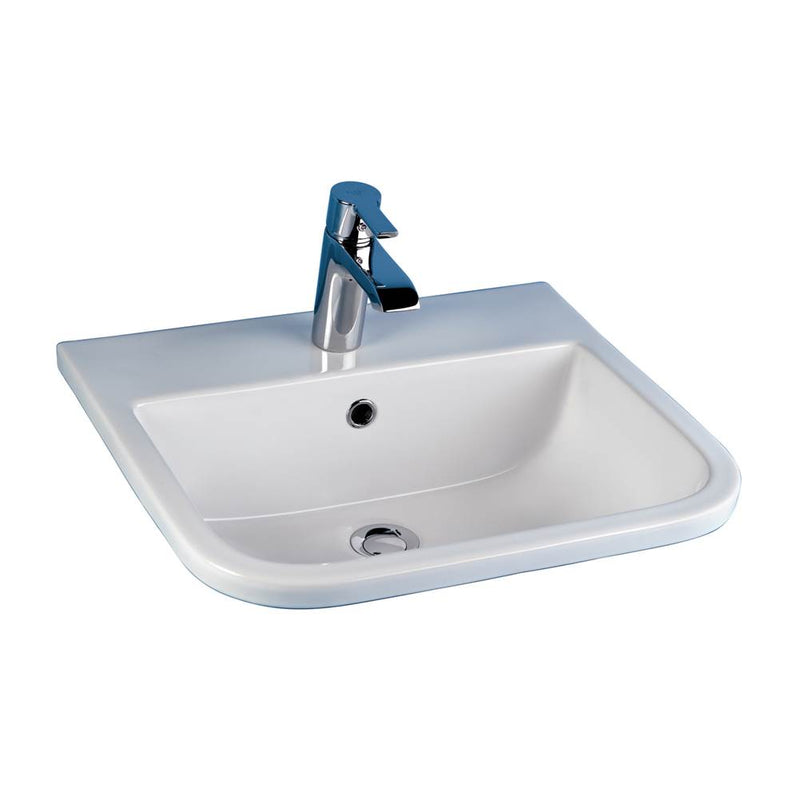 Barclay 4-181WH Series 600 20 Drop - In Basin 1 Hole  - White
