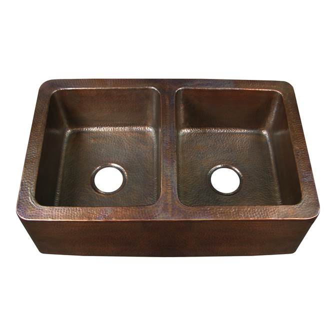Barclay 6942-AC Pembroke Double Bowl Farmer Sink Hammered  - Antique Copper