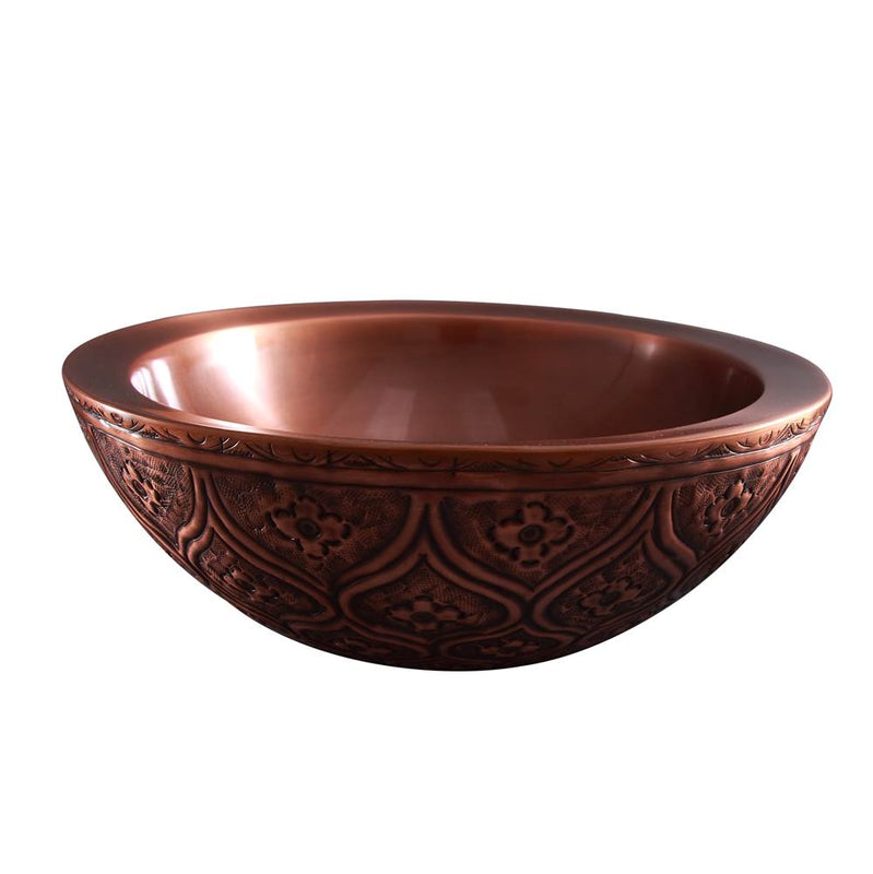 Barclay 7-750DAC Addie Round Emobossed Copper Vessel Dark  - Antique Copper