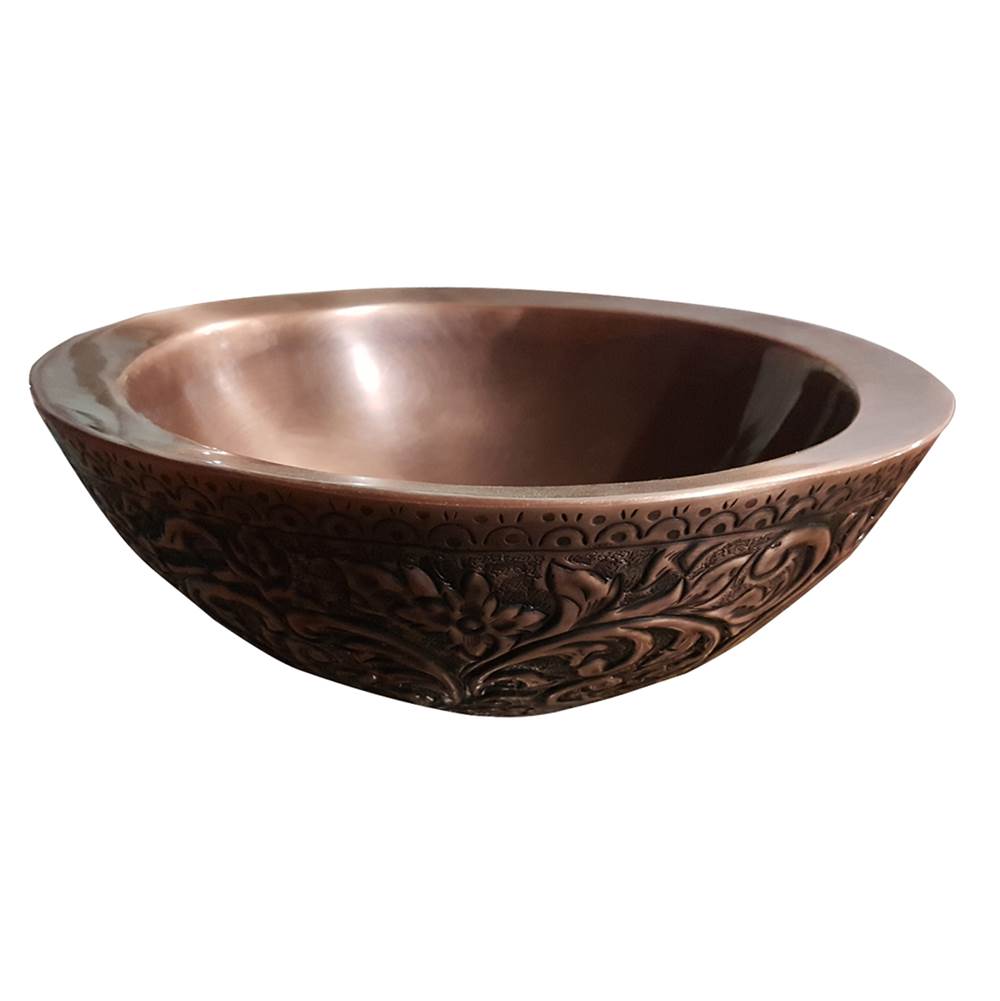 Barclay 7-752AC Akola 14 Round Emobossed Copper Vessel  - Antique Copper
