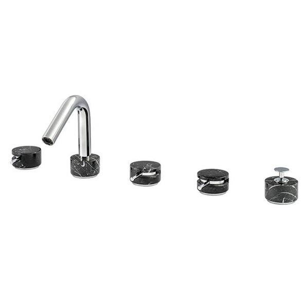 Aquabrass BLACKMACL06NM CLO6 Marmo 5PC DeckMount Tub Filler with Handshower - Black