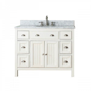 Avanity HAMILTON-VS42-FW-D Hamilton 43 in. Vanity in French White finish with Crema Marfil Marble Top