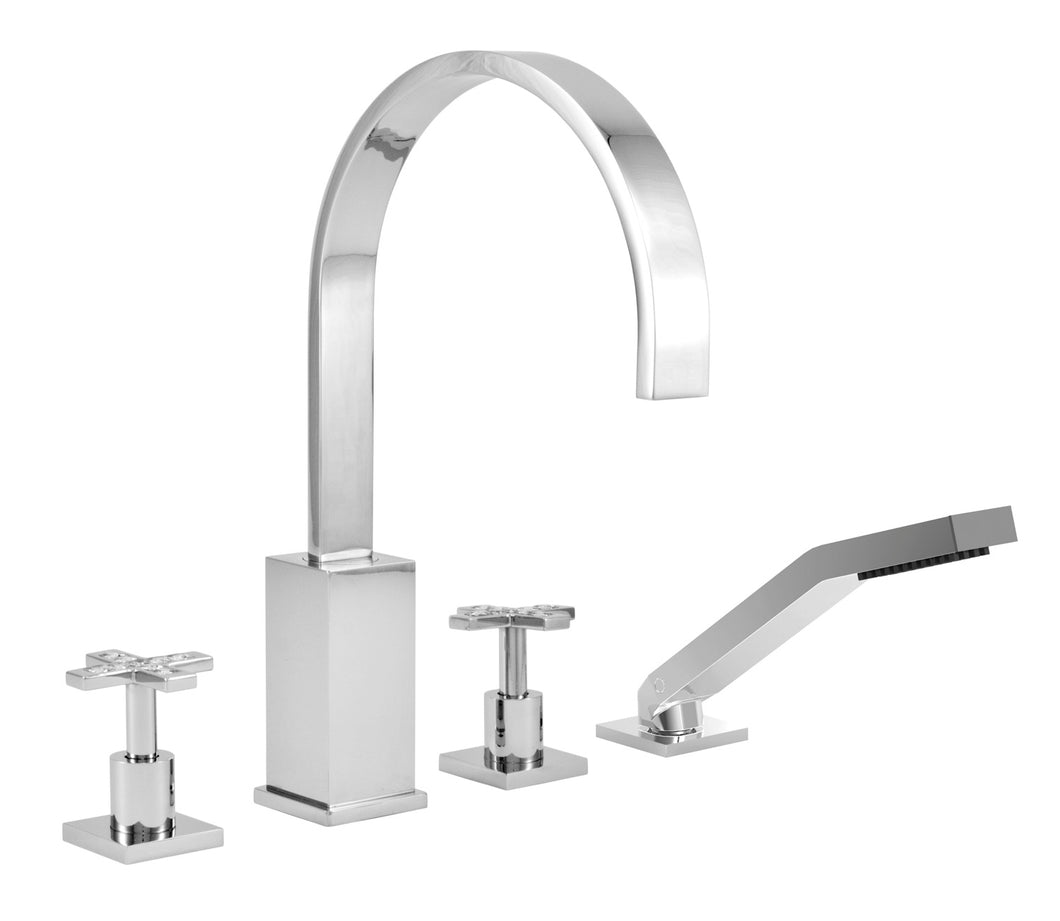 BARiL B26-1481-07-CD-175 4-Piece Deck Mount Tub Filler With Hand Shower - Chrome, Diamond
