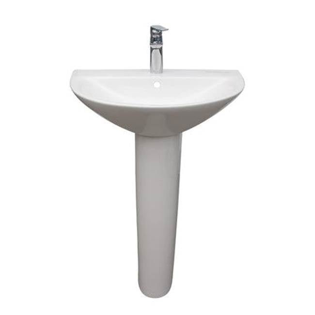 Barclay 3-1238WH Morning 650 Pedestal Lavatory With 8 Widespread Overflow  - White