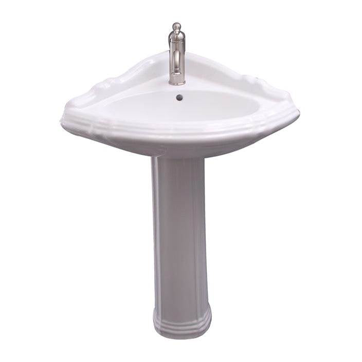 Barclay 3-3021WH Ethan Corner PedestalLavatory 1 Faucet Hole  - White