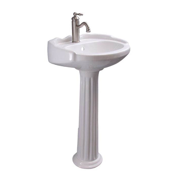 Barclay 3-3041WH Silvi 20 Pedestal Lavatory 1 Faucet Hole  - White