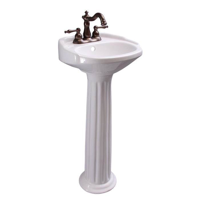 Barclay 3-3061WH Silvi 15 Pedestal Lavatory 1 Faucet Hole  - White