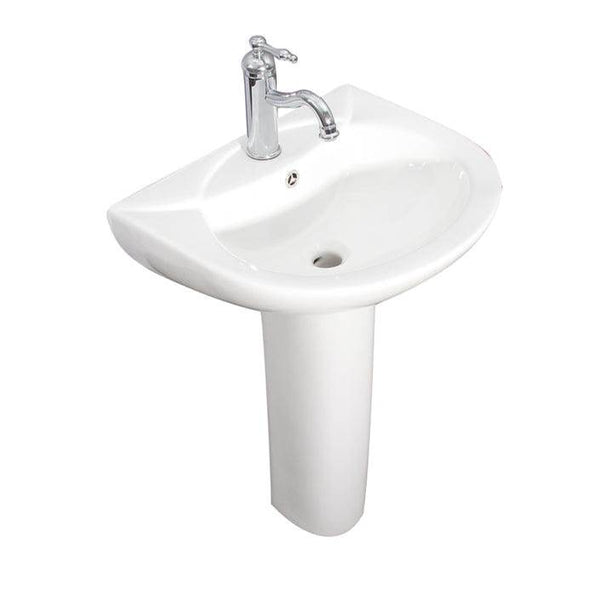 Barclay 3-9154WH Banks Pedestal for 4" Centerset Faucet Holes Overflow  - White