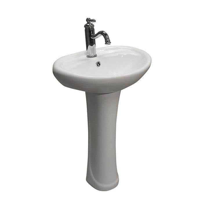 Barclay 3-9161WH Ashley Pedestal With 1 Faucet Hole Overflow  - White
