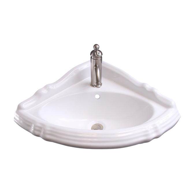 Barclay 4-3021WH Ethan Corner Wall Hung With OF1 Faucet Hole  - White