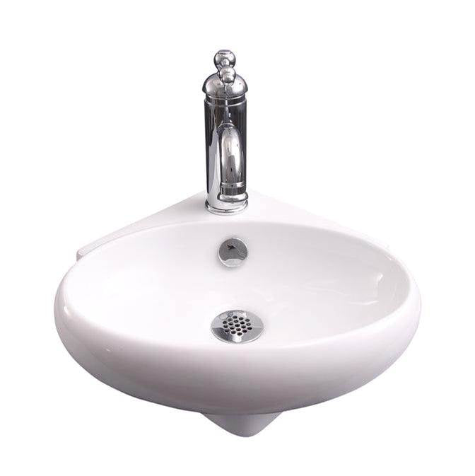 Barclay 4-9032WH Fowler Corner Wall Hung 14 1 Hole Oval Basin Overflow  - White