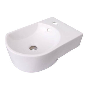 Barclay 4-9044WH Ambia Rect Wall Hung 16 Circle Basin Faucet Hole on Right  - White