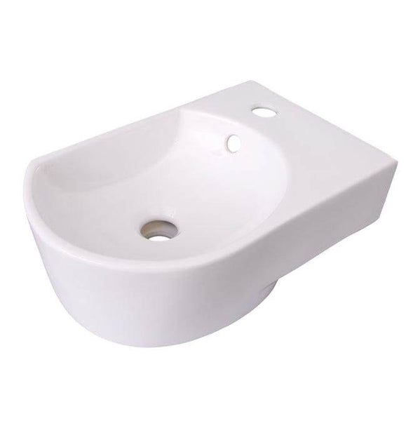 Barclay 4-9045WH Ambia Rect Wall Hung 16 Circle Basin Faucet Hole on Left  - White