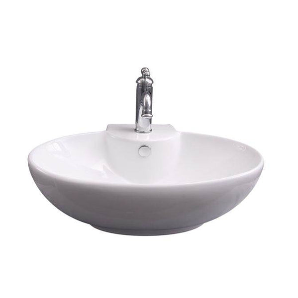 Barclay 4-9080WH Boswell Oval Wall Hung 24 1 Faucet Hole Overflow  - White