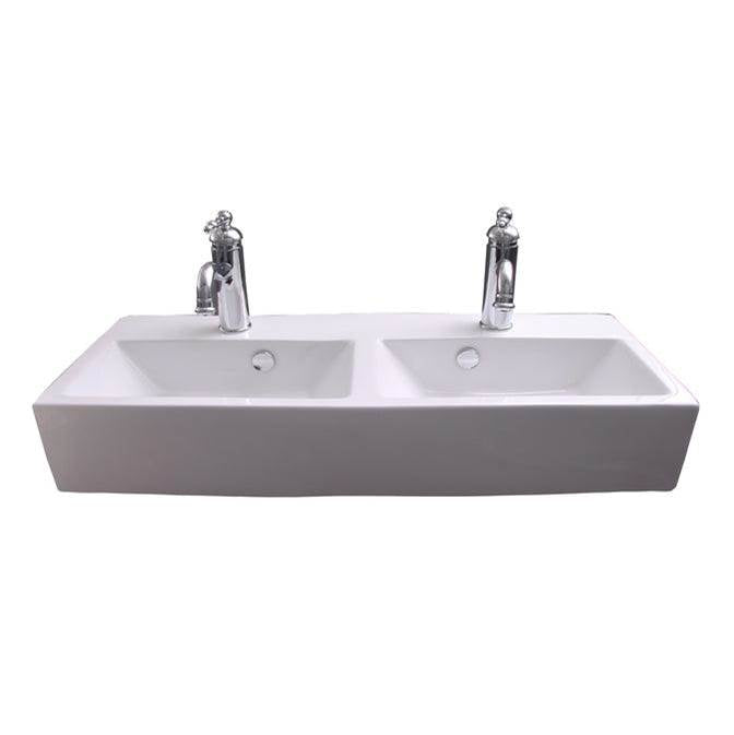 Barclay 4-9100WH Winfield Wall Hung 33 - 1/2 Double Bowl 1 Fct Hole Each Overflow  - White