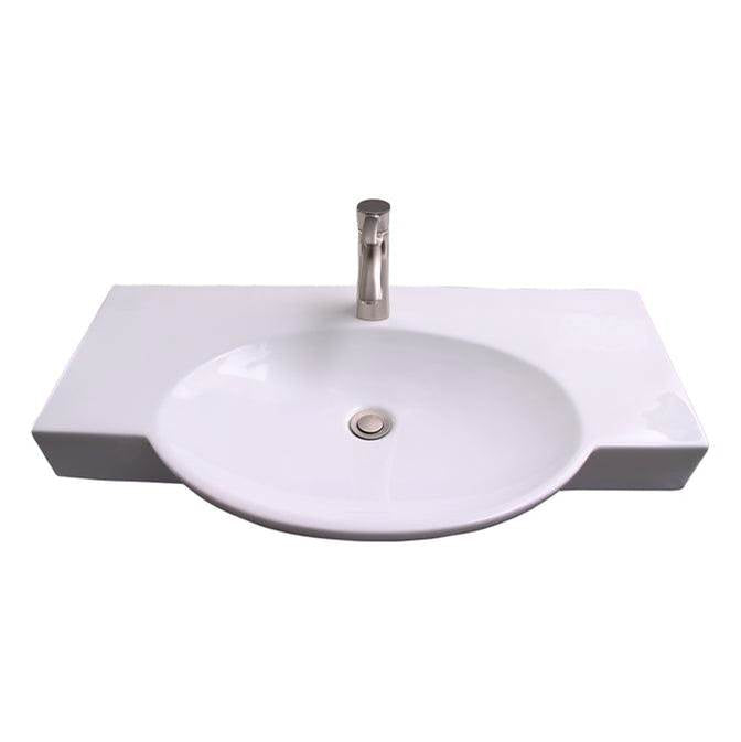 Barclay 4-9124WH Waveland Wall Hung 34 Rect Oval Basin 1 Faucet Hole  - White