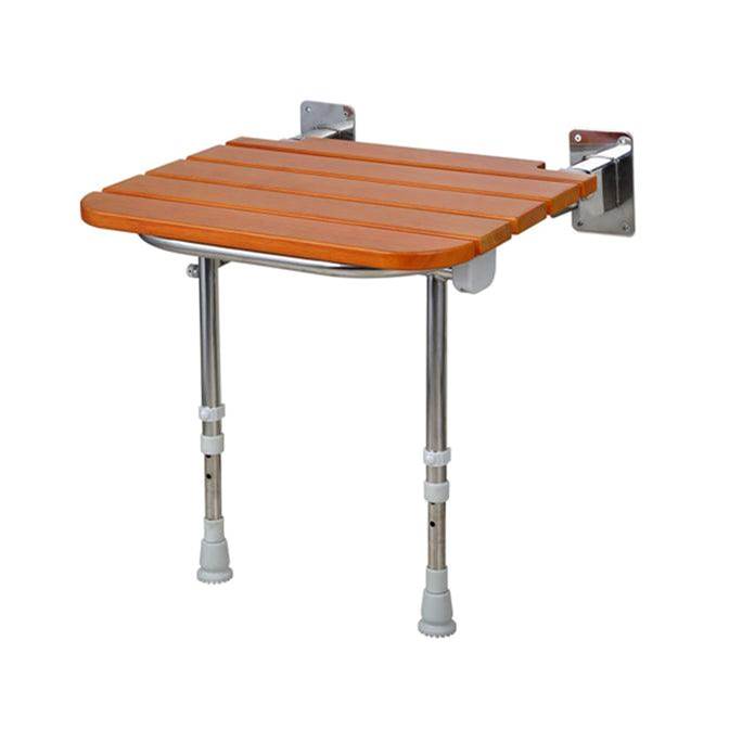 Barclay 6122 19 en Wall Mounted Shower Seat With Legs - Wood