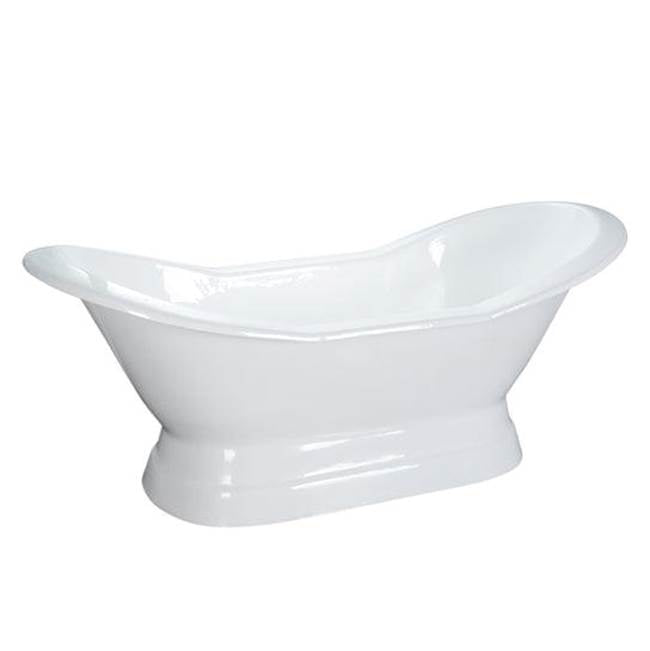 Barclay CTDSN72B-WH Oxnard Cast Iron Double Slipper With base 72 No Holes  - White