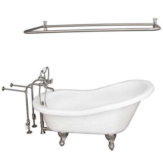 Barclay TKATS67-WBN6  Tub Kit 67 AC Slipper Filler Shower Rod Supplies Drain  - Brushed Nickel