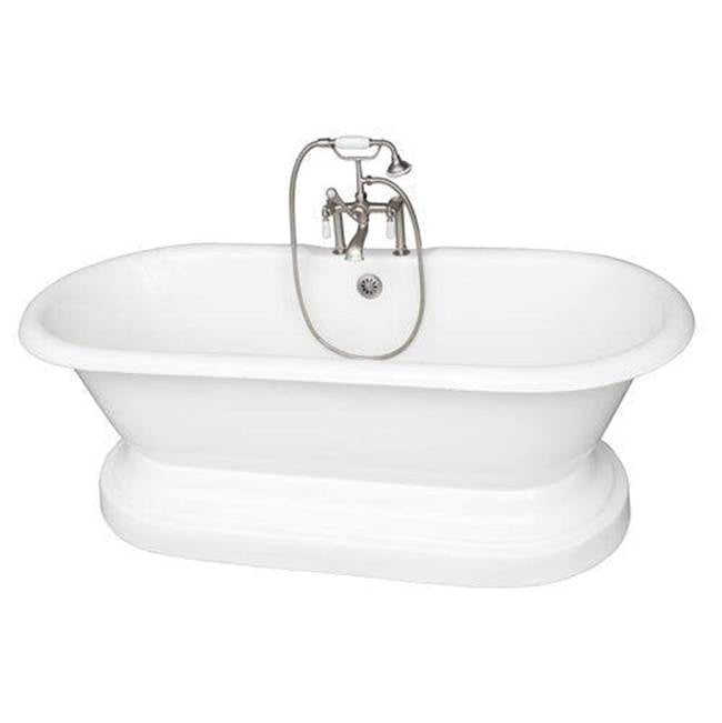 Barclay TKCTDRHB-SN1  Tub Kit 67 Cast Iron Double Roll Top Base Filler Supplies Drain  - Satin Nickel