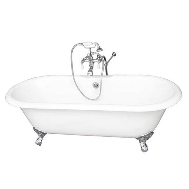 Barclay TKCTDRN-CP1  Tub Kit 67 Cast Iron Double Roll Top Filler Supplies Drain  - Polished Chrome