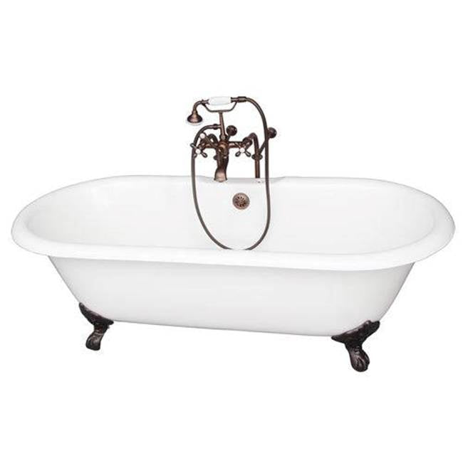 Barclay TKCTDRN-ORB2  Tub Kit 67 Cast Iron Double Roll Top Filler Supplies Drain  - Oil Rubbed Bronze