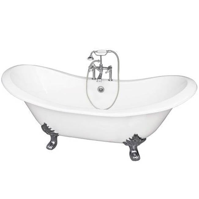 Barclay TKCTDSH-CP2  Tub Kit 71 Cast Iron Double Slipper Filler Supplies Drain  - Polished Chrome