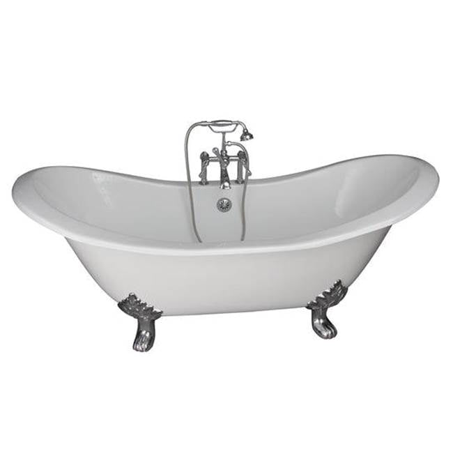 Barclay TKCTDSH-CP4  Tub Kit 71 Cast Iron Double Slipper Filler Supplies Drain  - Polished Chrome