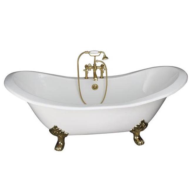Barclay TKCTDSH-PB2  Tub Kit 71 Cast Iron Double Slipper Filler Supplies Drain  - Polished Brass