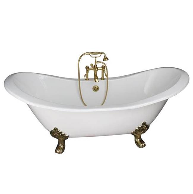 Barclay TKCTDSH-PB3  Tub Kit 71 Cast Iron Double Slipper Filler Supplies Drain  - Polished Brass