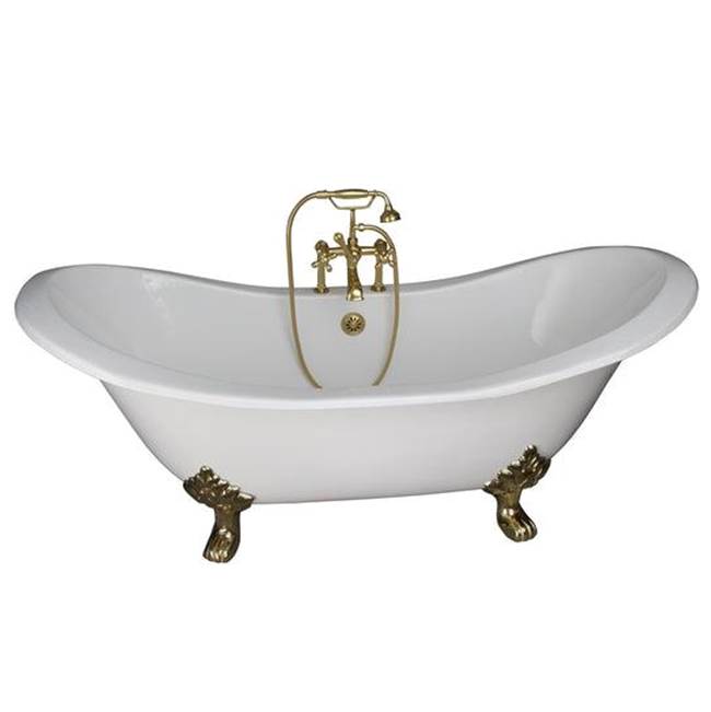 Barclay TKCTDSH-PB5  Tub Kit 71 Cast Iron Double Slipper Filler Supplies Drain  - Polished Brass