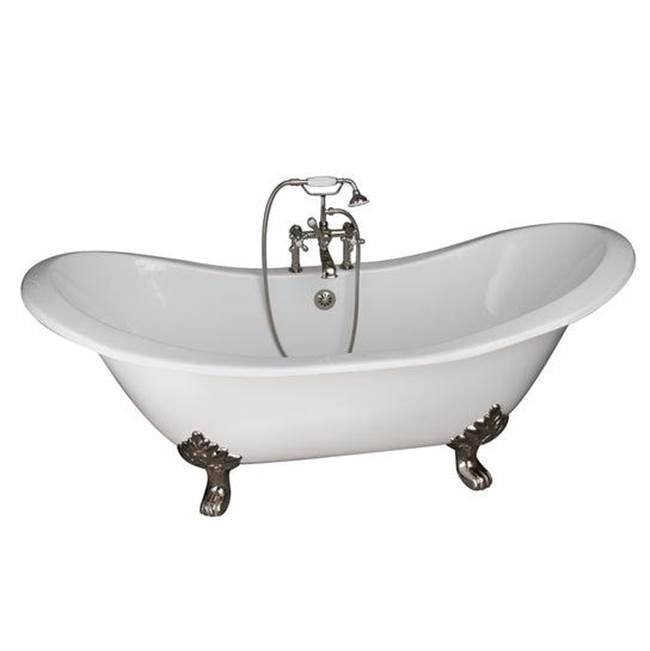 Barclay TKCTDSH-PN2  Tub Kit 71 Cast Iron Double Slipper Filler Supplies Drain  - Polished Nickel