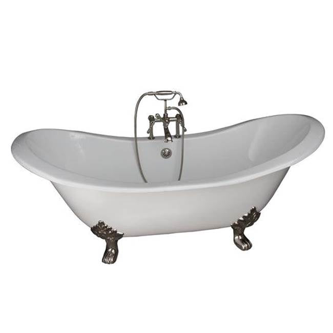 Barclay TKCTDSH-PN4  Tub Kit 71 Cast Iron Double Slipper Filler Supplies Drain  - Polished Nickel