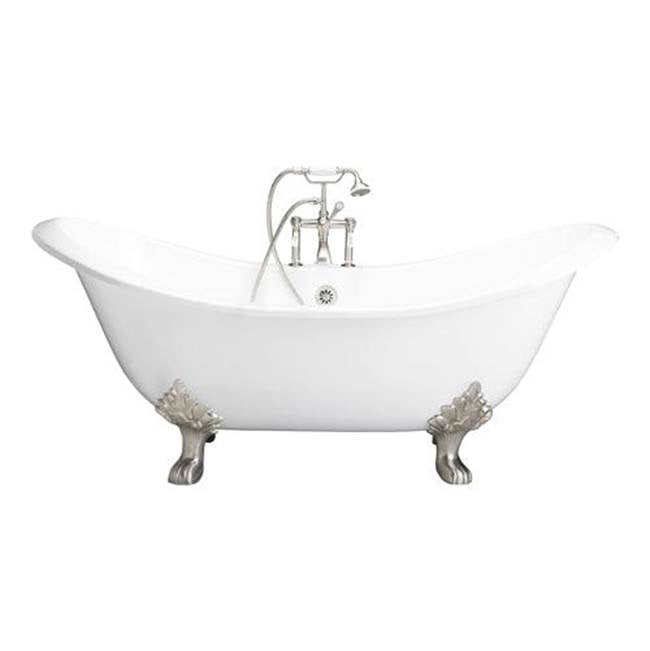 Barclay TKCTDSH-SN1  Tub Kit 71 Cast Iron Double Slipper Filler Supplies Drain  - Satin Nickel