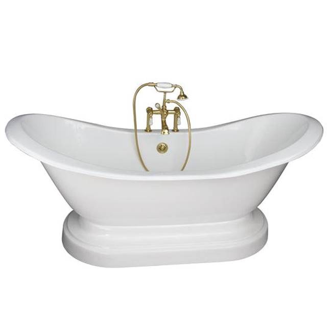 Barclay TKCTDSHB-PB1  Tub Kit 71 Cast Iron Double Slipper Filler Supplies Drain  - Polished Brass