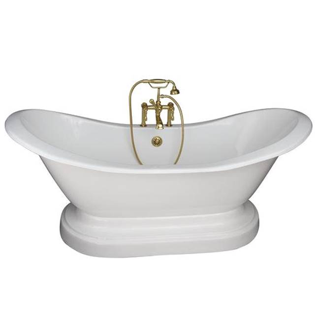 Barclay TKCTDSHB-PB4  Tub Kit 71 Cast Iron Double Slipper Filler Supplies Drain  - Polished Brass