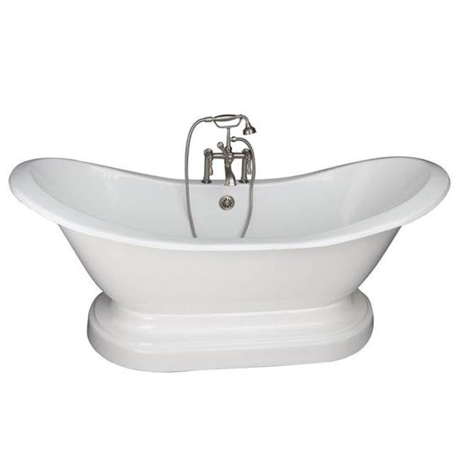 Barclay TKCTDSHB-SN4  Tub Kit 71 Cast Iron Double Slipper Filler Supplies Drain  - Brushed Nickel