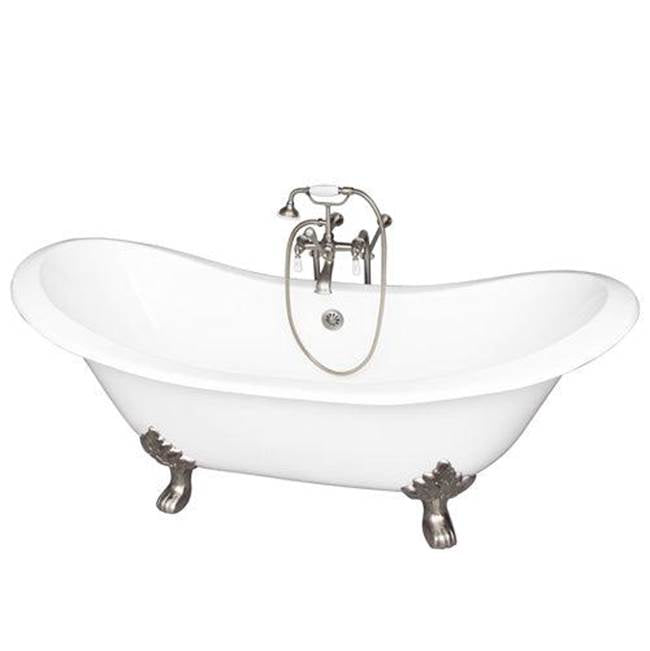 Barclay TKCTDSN-SN1  Tub Kit 71 Cast Iron Double Slipper Filler Supplies Drain  - Satin Nickel