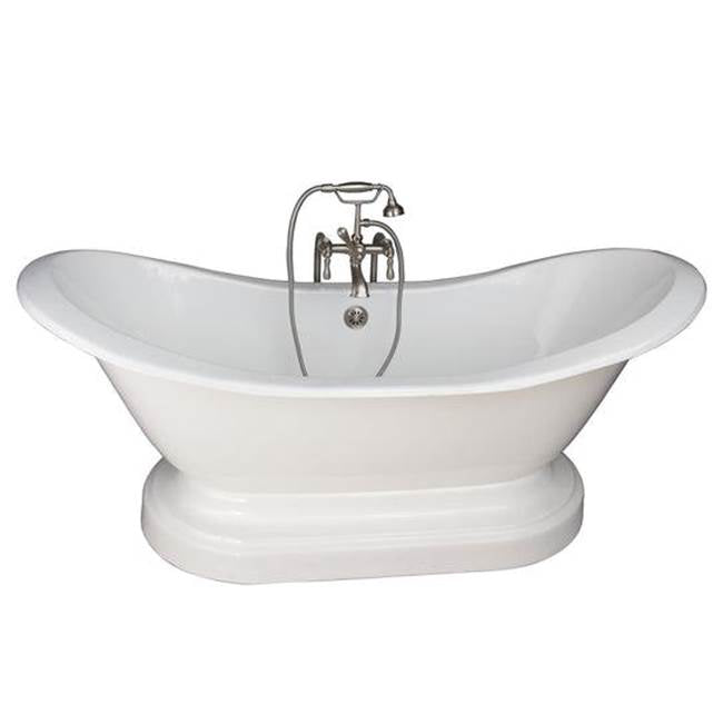 Barclay TKCTDSNB-SN4  Tub Kit 71 Cast Iron Double Slipper Filler Supples Drain  - Brushed Nickel