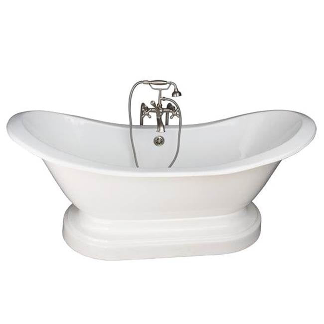Barclay TKCTDSNB-SN5  Tub Kit 71 Cast Iron Double Slipper Filler Supples Drain  - Brushed Nickel