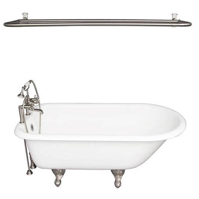 Barclay TKCTR7H60-SN6  Tub Kit 60 Cast Iron Roll Top Shower Rod Filler Supplies Drain  - Satin Nickel