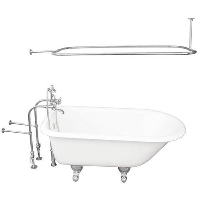Barclay TKCTRN54-CP4  Tub Kit 54 Cast Iron Roll Top Shower Rod Filler Supplies Drain  - Polished Chrome